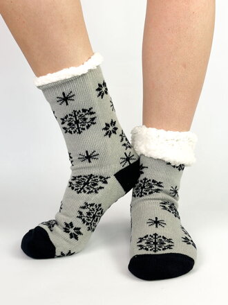 Szürke női zokni hópelyhekkel  L26031