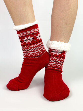 Piros karácsonyi thermo zokni L26033 hópehely