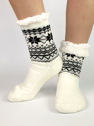 Meleg női zokni L26033 fehér hópehely
