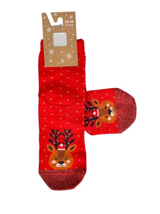 Vidám karácsonyi zokni WOLA piros színben