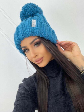 Kötött női sapka kék színben MISS