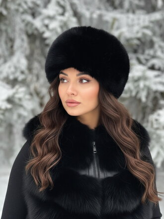 Műszőrme sapka LUXURY fekete