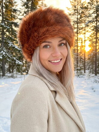 Női műszőrme sapka, fahéj színű