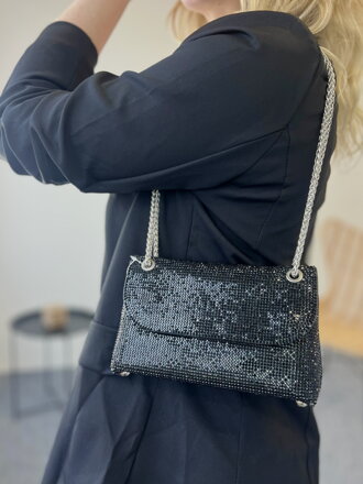 Fekete stílusos crossbody csillámos kézitáska