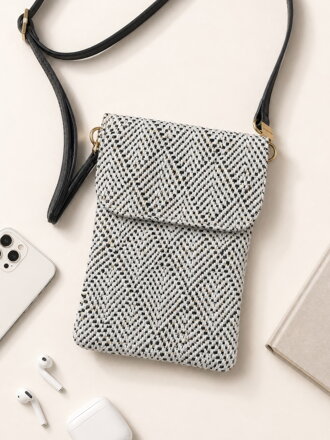 Dámska crossbody kapsička na telefón čierno-biela