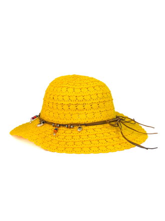 Sárga csipkés női kalap A-130