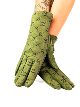 Trendy rukavice v tmavě zelené barvě