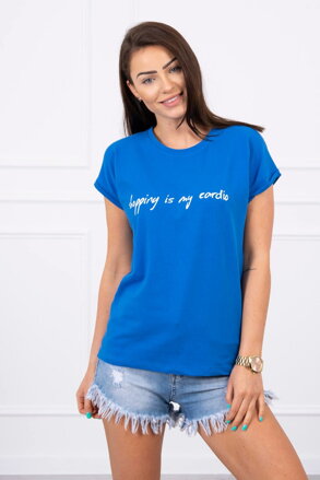 Feliratos női póló 65297 kék