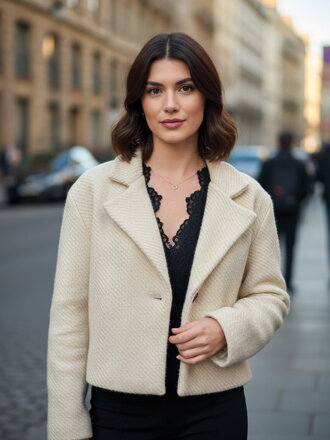 Bézs színű rövid kabát