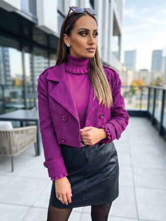 Szilva színű átmeneti derékig érő kabát