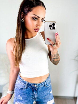 Női nyári fehér crop top