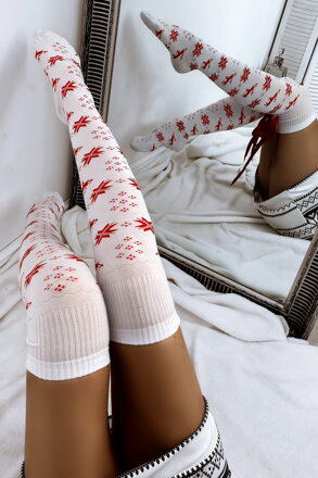 Kényelmes karácsonyi térd feletti zokni  WHITE