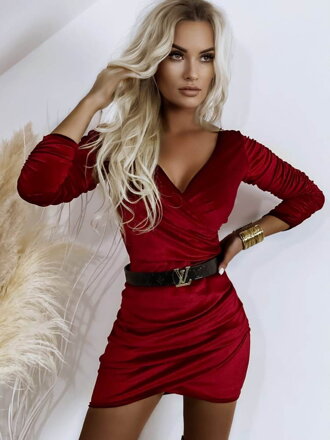 Női velúr ruha FLV841 RED 