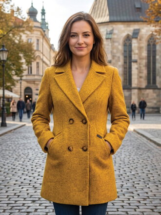 Női vagy kislányos kabát LEA mustár színben