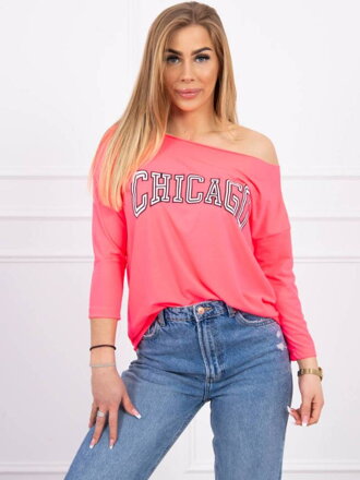 Neon rózsaszín póló nyomtatással CHICAGO  9345