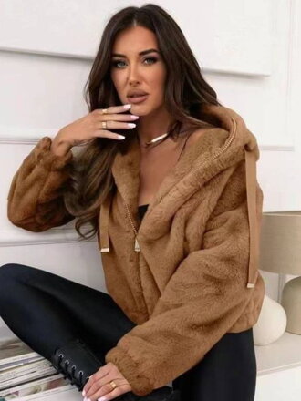 Bozontos női pulóver barna színben