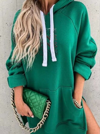 Női hosszított zöld pulóver