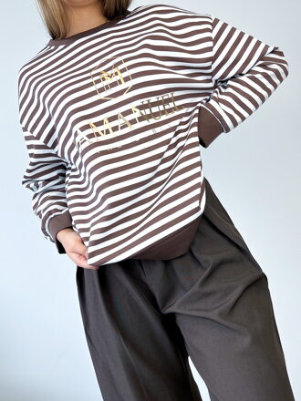 Dámska pruhovaná čokoládová mikina Dámska pruhovaná čokoládová mikina