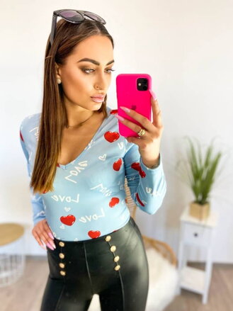Kényelmes női body LOVE kék