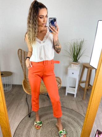 Elegáns női nadrág narancssárga színben