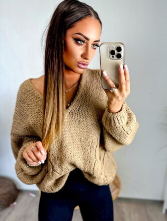  Modern női barna pulóver