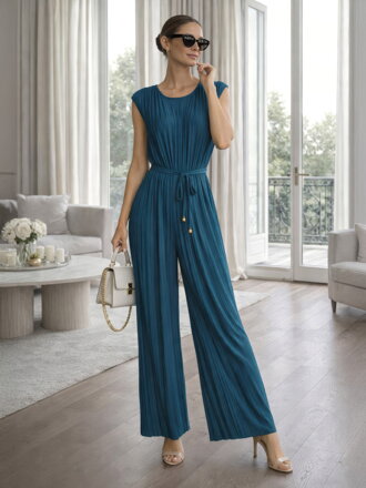 Dámsky plisovaný petrolejový voľný overal 