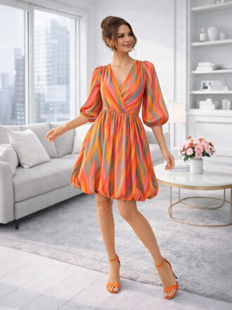 Dámske vzorované šaty s puff rukávmi