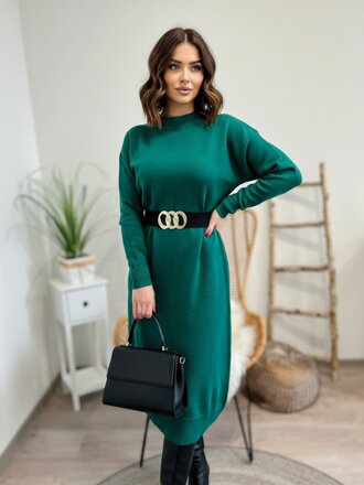 Luxus kötött sötétzöld ruha