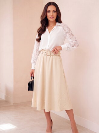 Béžová áčková midi sukňa