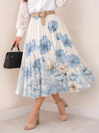 Dámska kvetinová plisovaná sukňa