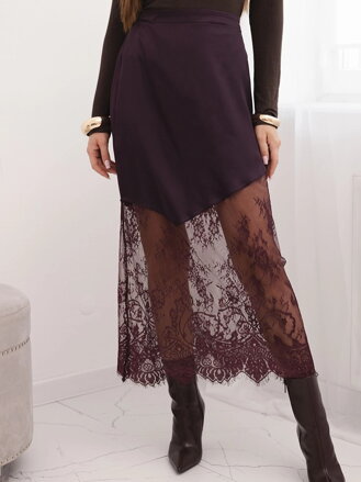 Dámska saténová sukňa ART25503 s čipkou 