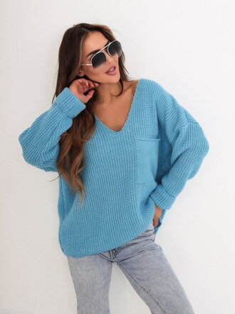 Kényelmes női pulóver SW209-24 BLUE