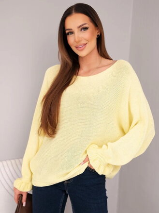 Pastelový dámsky sveter 2506 s riaseným 