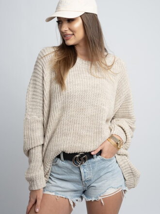 Oversize női pulóver COCO BEIGE 