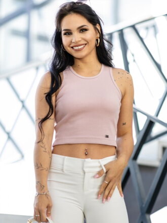 Női VSB bordázott croptop LOLLY powder pink