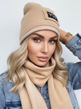 Luxus VSB szett sál + sapka testszín feketével