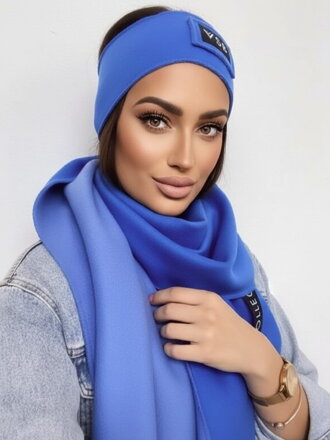 Luxus női szett VSB sál + fejpánt kék
