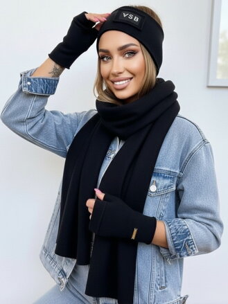  VSB szett sál + fejpánt + keszttyű fekete