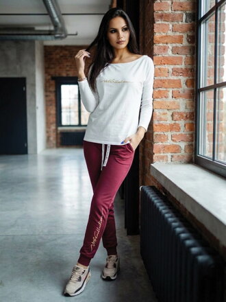 Női melegítő szett VSB11 bordó + fehér