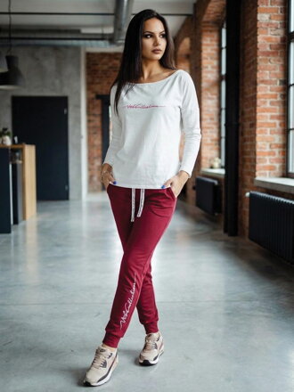 Női melegítő szett VSB11 bordó + fehér