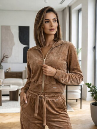 Női velúr crop-top VSB NORA felső beige