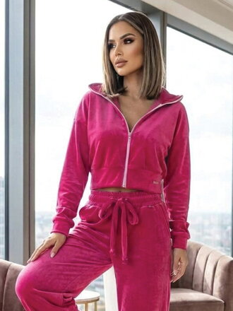 VSB NORA rövid cipzáras felső kapucnival HOT PINK rózsaszínben 