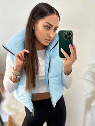 Női babyblue croptop mellény 