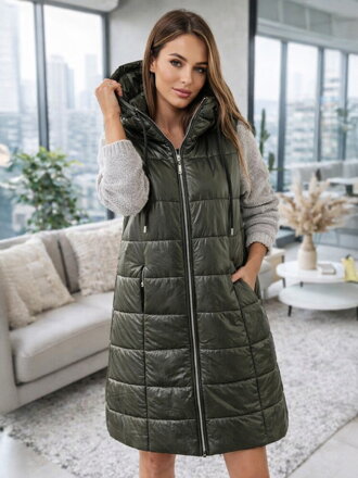 Női sport mellény sötétzöld színben