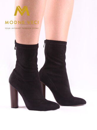 Elegáns fekete cipő szélles sarokkal 6049-1 BLACK