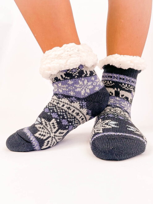 Meleg gyerek zokni rénszarvas + hópehely  sötétkék