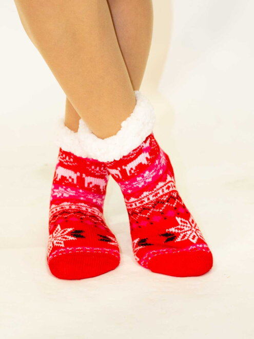 Elképesztő meleg gyerek zokni Karácsonyicsoda mintával piros színbenl