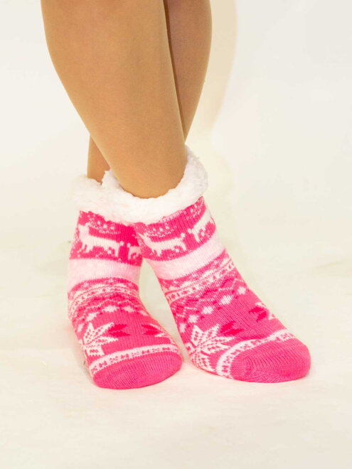 Kislányos zokni karácsonyi mintával rózsaszín fehér színben
