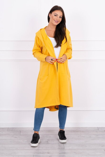 Női hosszú szvetter vagy kabát mustár színben  0044
