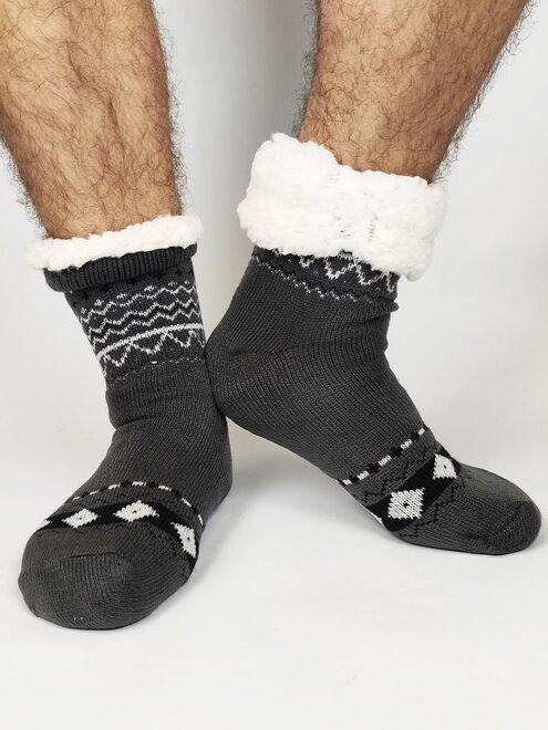 Pánske thermo ponožky 2020-02 tmavo sivé so vzorom